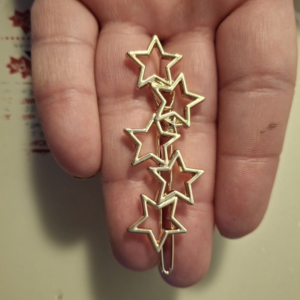 Set Of 7 Gold And Rhinestone Hair Clips - Picture 4 of 8